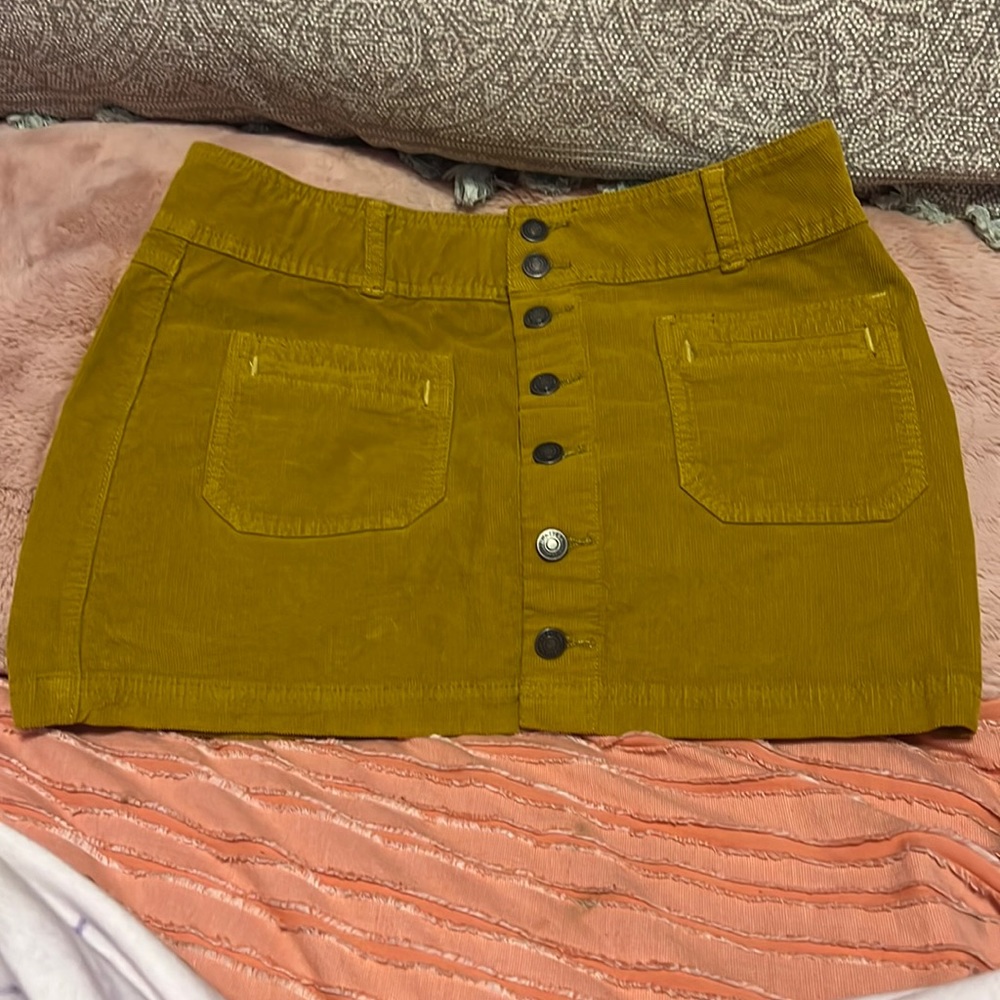 Free people Cordaroy yellow mini skirt
